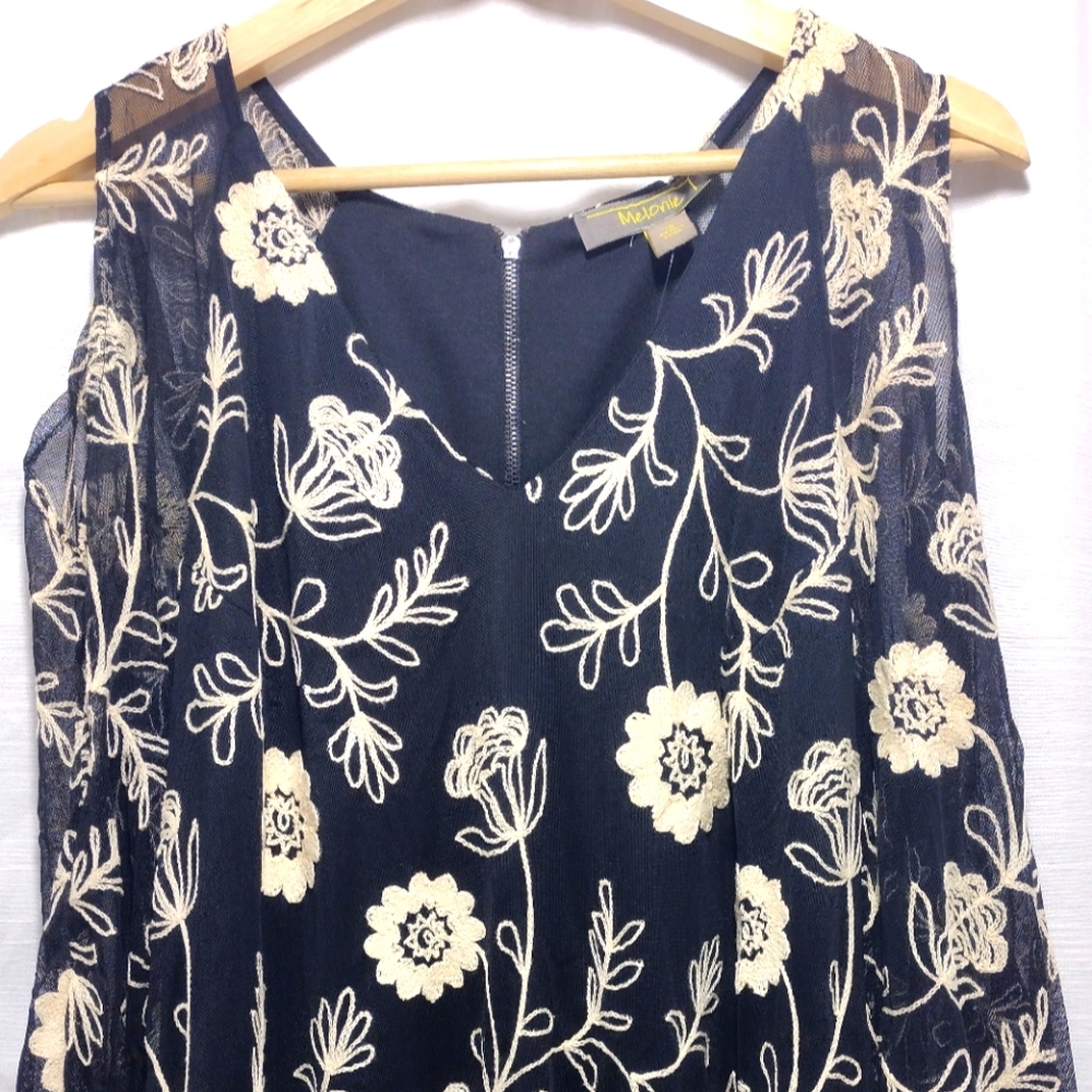 Melonie T Embroidered Floral Cold-Shoulder Sheer Mini Dress - Picture 5 of 16